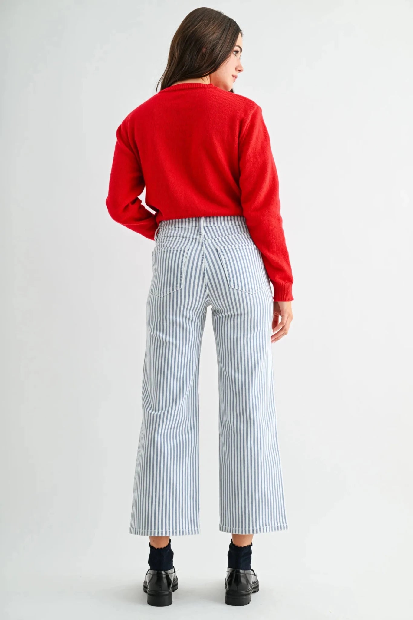 MICA High-Rise Wide Leg Cropped Stripe Pants - Juli's Wearable Art