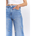 MICA High Rise Wide Leg Sparking Bow Embellished Jeans | Bluish Eyes - Juli's Wearable Art