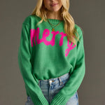 Mint Green “Merry” Knit Holiday Sweater - Juli's Wearable Art