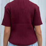 Mock Neck Short Sleeve Pullover | Maroon - Juli's Wearable Art