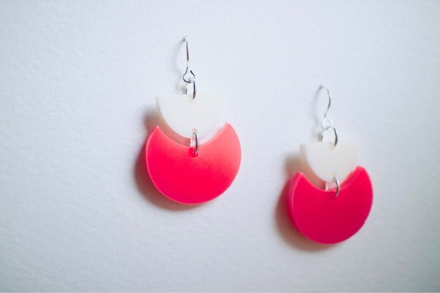 Modern Circle Silhouette Earrings | Pink & Cream - Juli's Wearable Art