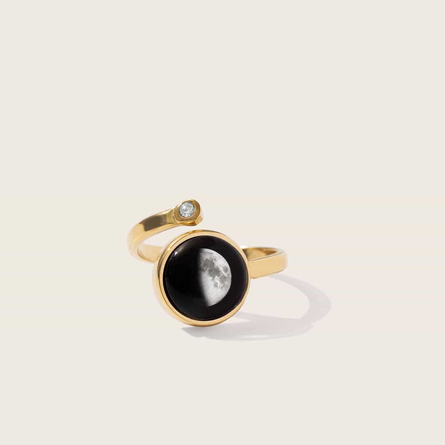 Moonglow Cosmic Spiral Adjustable Ring - Gold - Juli's Wearable Art
