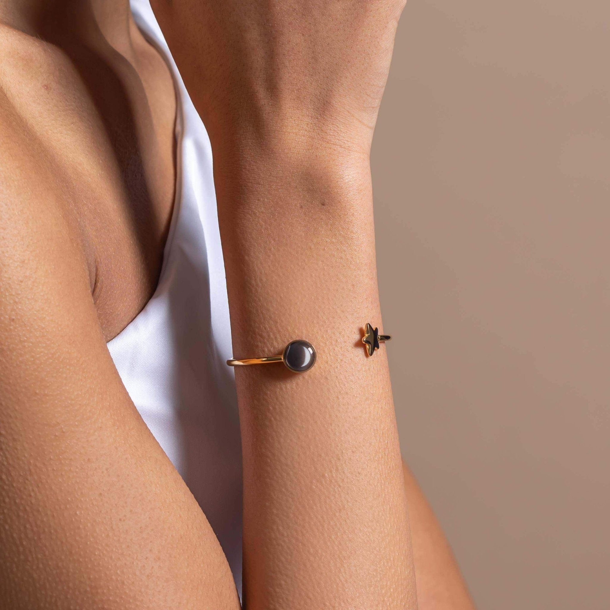 Moonglow Crepuscule Cuff Bracelet - Gold - Juli's Wearable Art