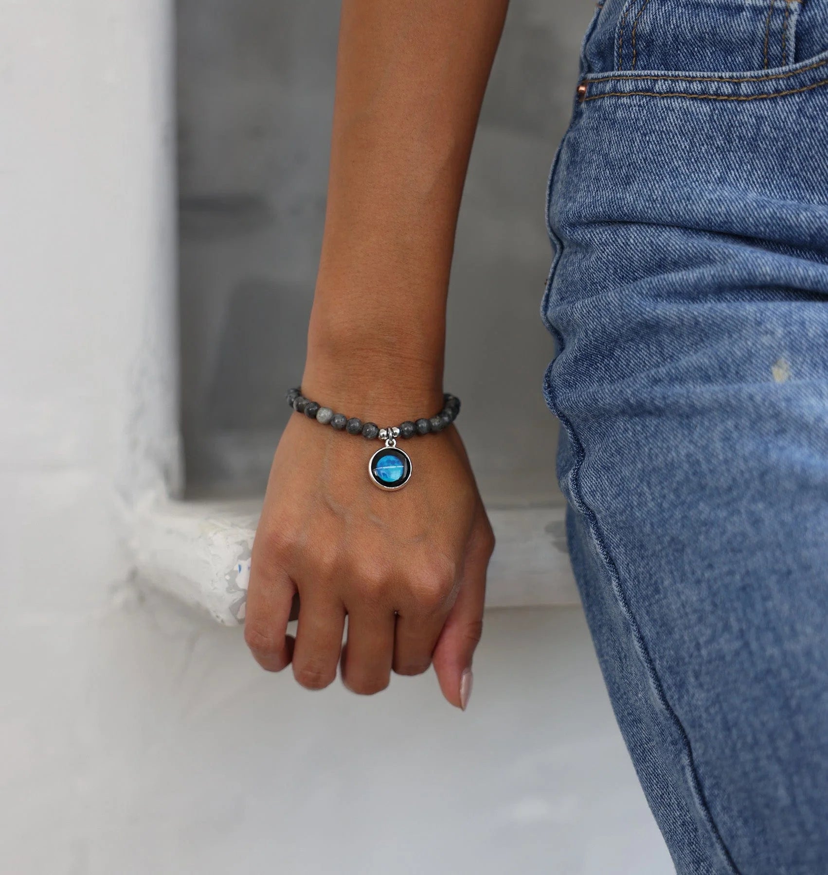 Moonglow Labradorite Stretch Beaded Bracelets - Juli's Wearable Art
