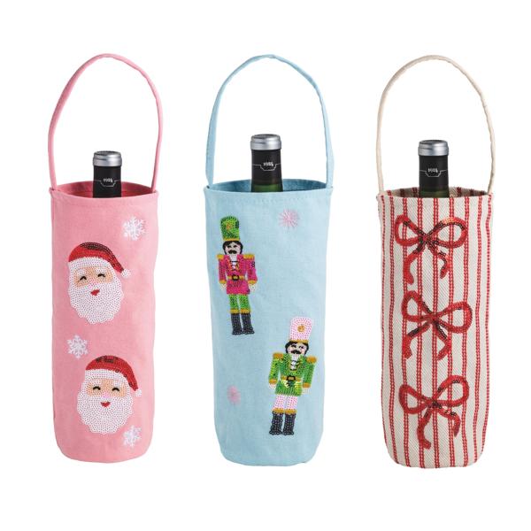 Mudpie Christmas Sequin Wine Bags - Juli's Wearable Art