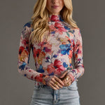 Multicolored Abstract Floral Mesh Top - Juli's Wearable Art
