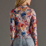 Multicolored Abstract Floral Mesh Top - Juli's Wearable Art