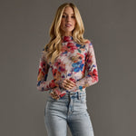 Multicolored Abstract Floral Mesh Top - Juli's Wearable Art