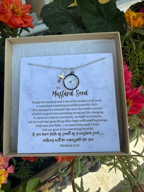 Mustard Seed + Cross Charm Faith Necklace | Silver