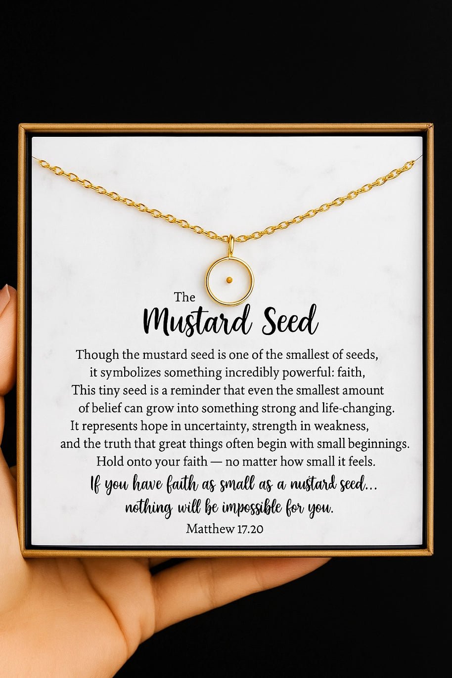 Mustard Seed Faith Necklace | Gold