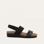 NAOT Amy Sandals | Reptile Patent Leather/Black Elastic - Juli's Wearable Art