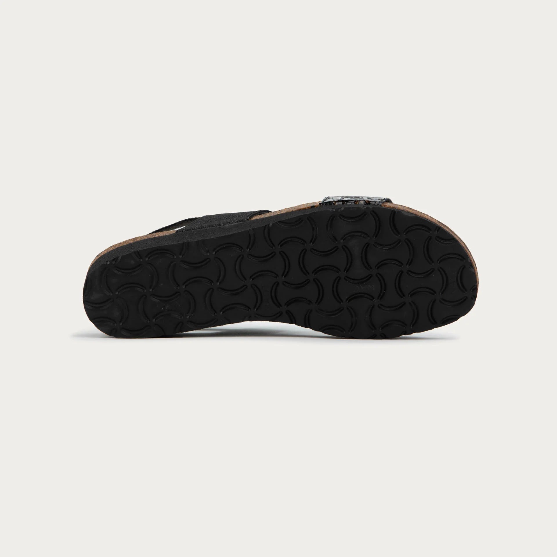 NAOT Amy Sandals | Reptile Patent Leather/Black Elastic - Juli's Wearable Art