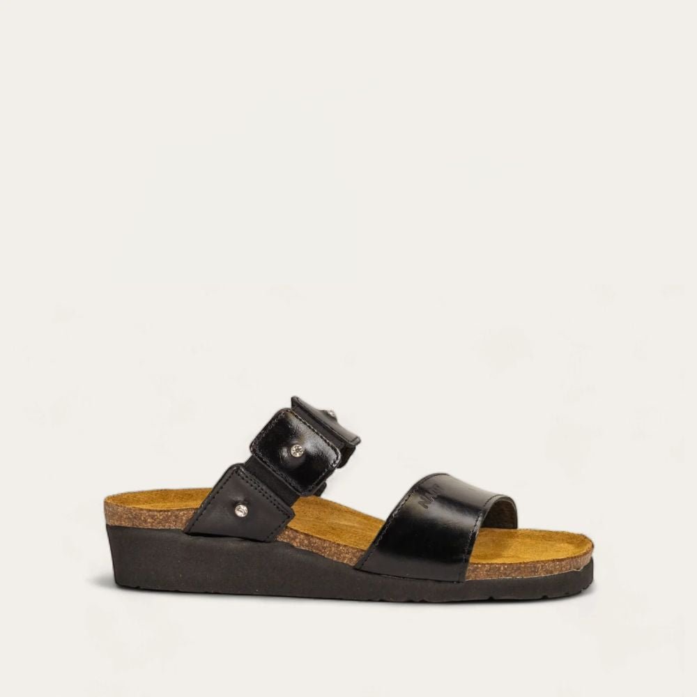NAOT Ashley Sandals | Black Madras Leather - Juli's Wearable Art