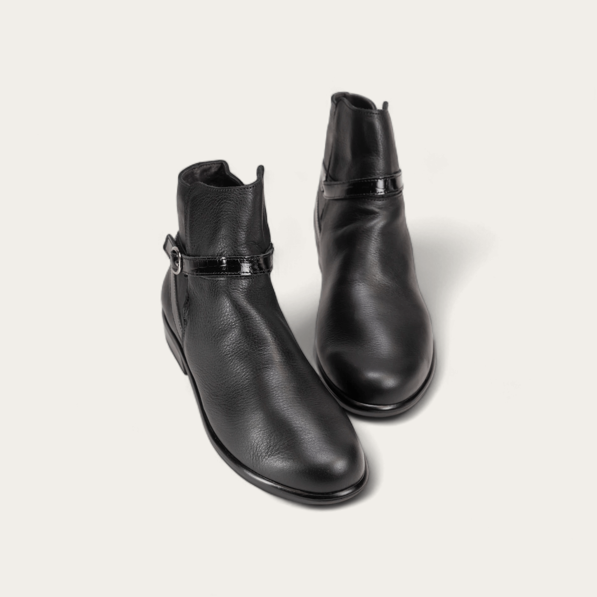 NAOT Briza - Soft Black Lthr/Jet Black Lthr/Black Croc Lthr - Juli's Wearable Art