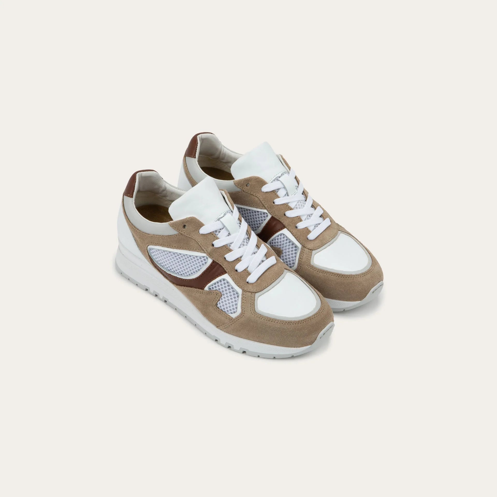 NAOT Collins - Ivory/White/Brown Combo with White Laces - Juli's Wearable Art