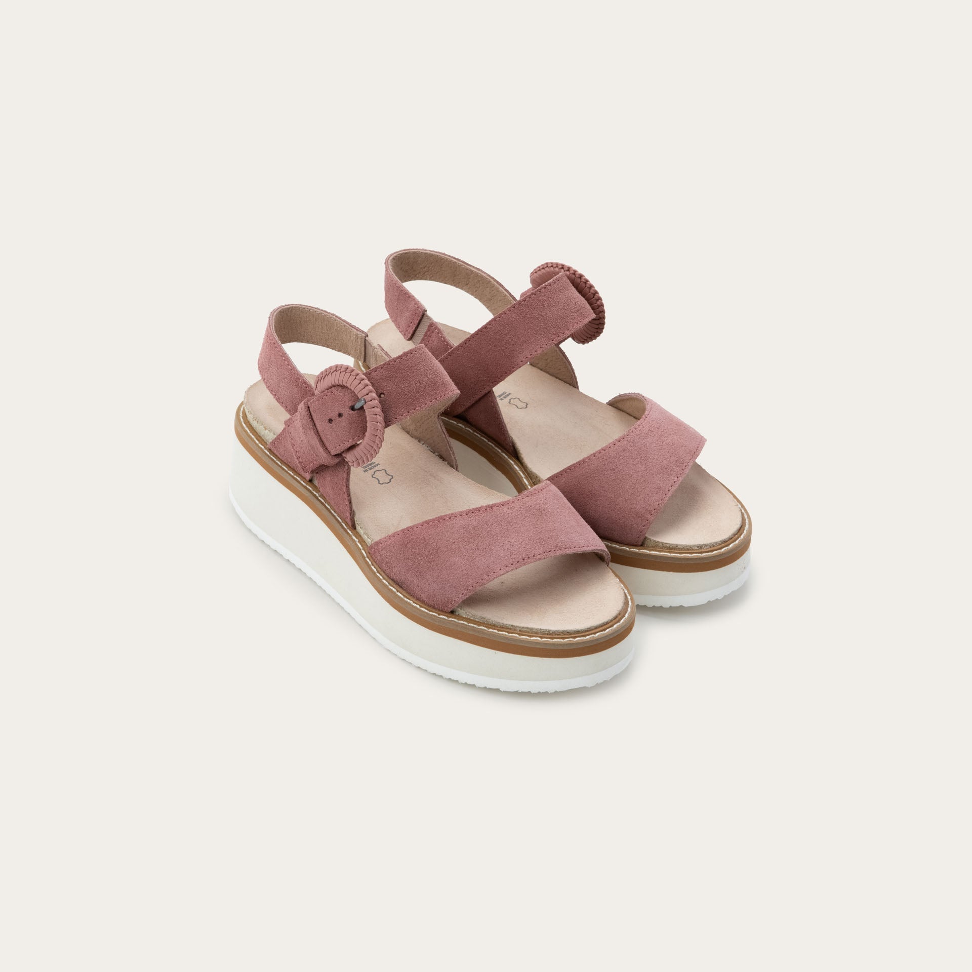 NAOT Crepe Sandal - Rose Pink Suede w/ Off White Sole - Juli's Wearable Art