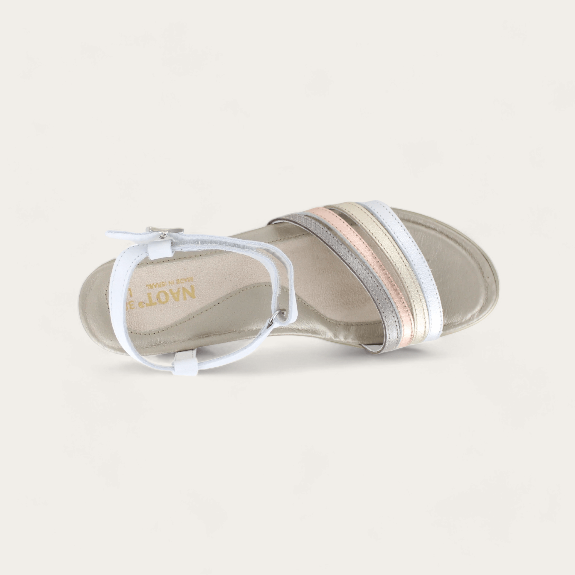 NAOT Current Sandal - Soft Silver/Radiant Gold/Soft Rose/Silver Threads/White Pearl - Juli's Wearable Art