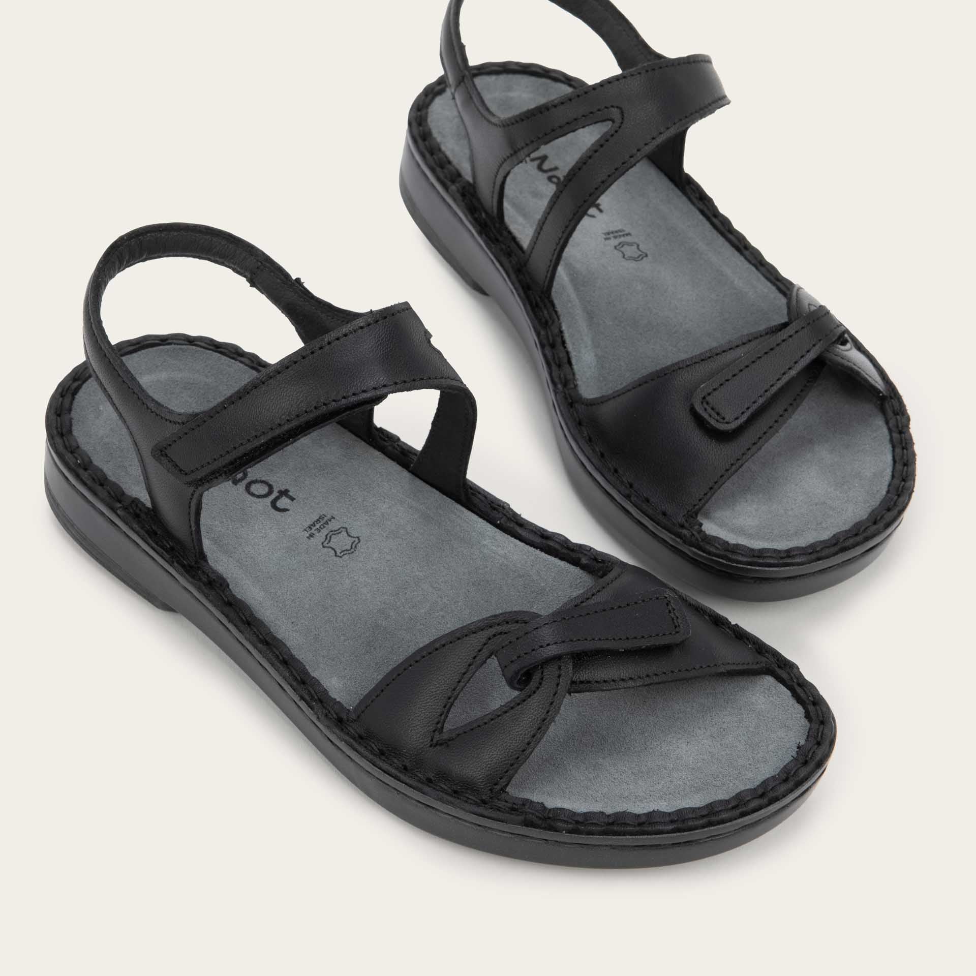 NAOT Evora Sandal - Black Jet Leather - Juli's Wearable Art