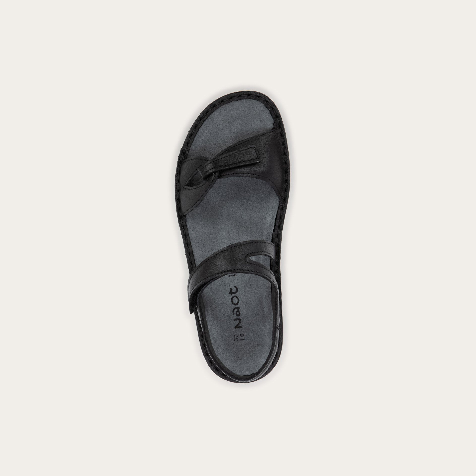 NAOT Evora Sandal - Black Jet Leather - Juli's Wearable Art