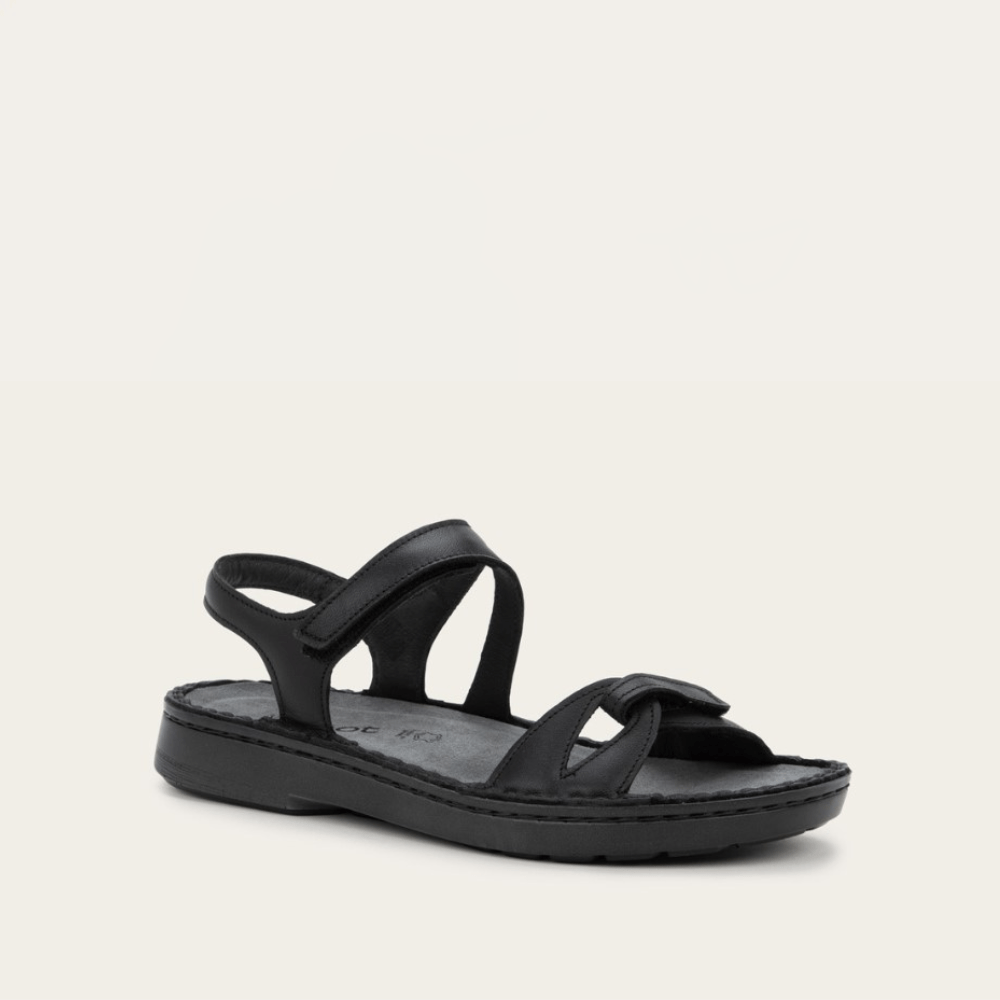 NAOT Evora Sandal - Black Jet Leather - Juli's Wearable Art