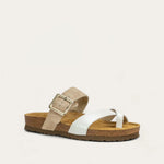 NAOT Fresno Sandals | White Pearl Leather/Sand Stone Suede - Juli's Wearable Art