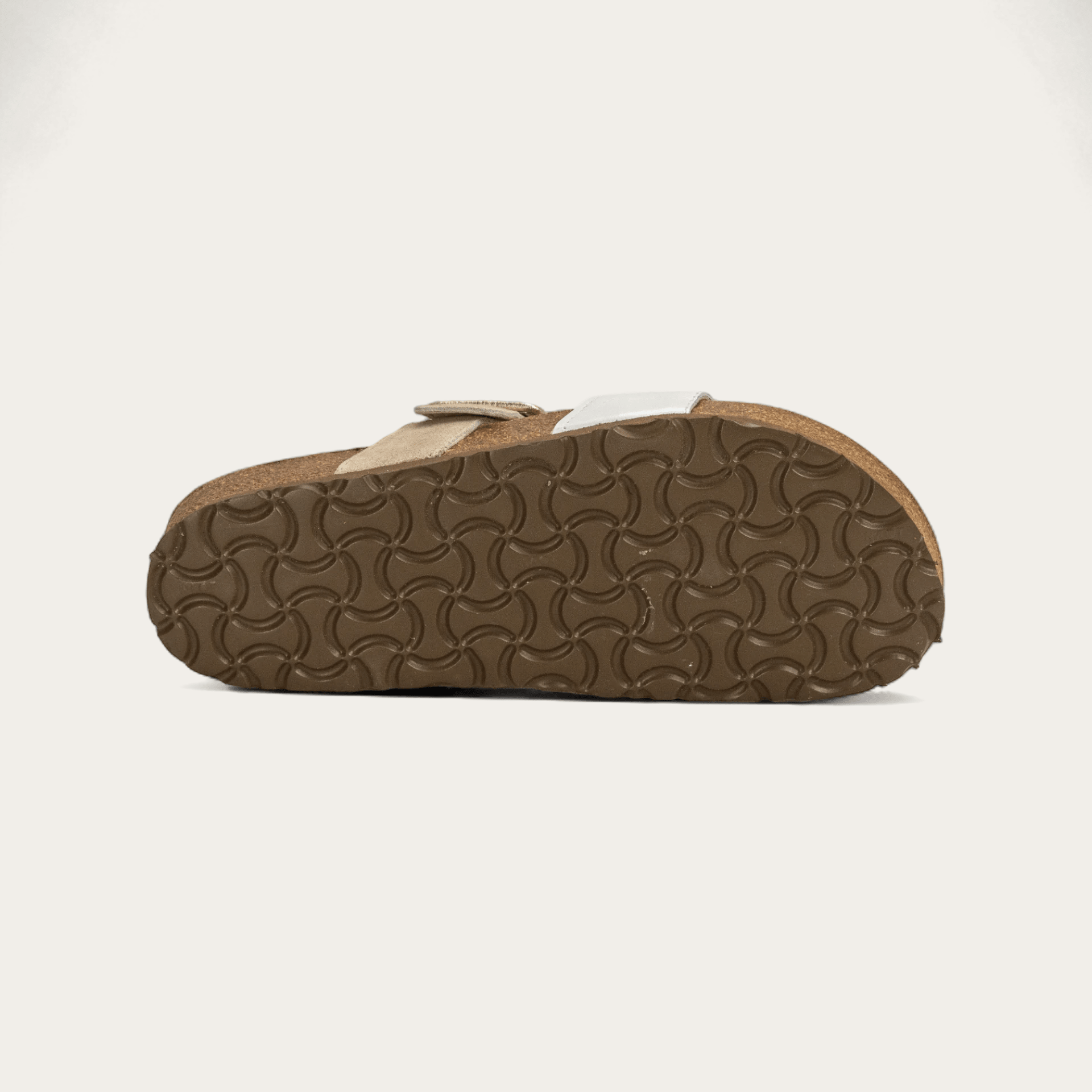 NAOT Fresno Sandals | White Pearl Leather/Sand Stone Suede - Juli's Wearable Art