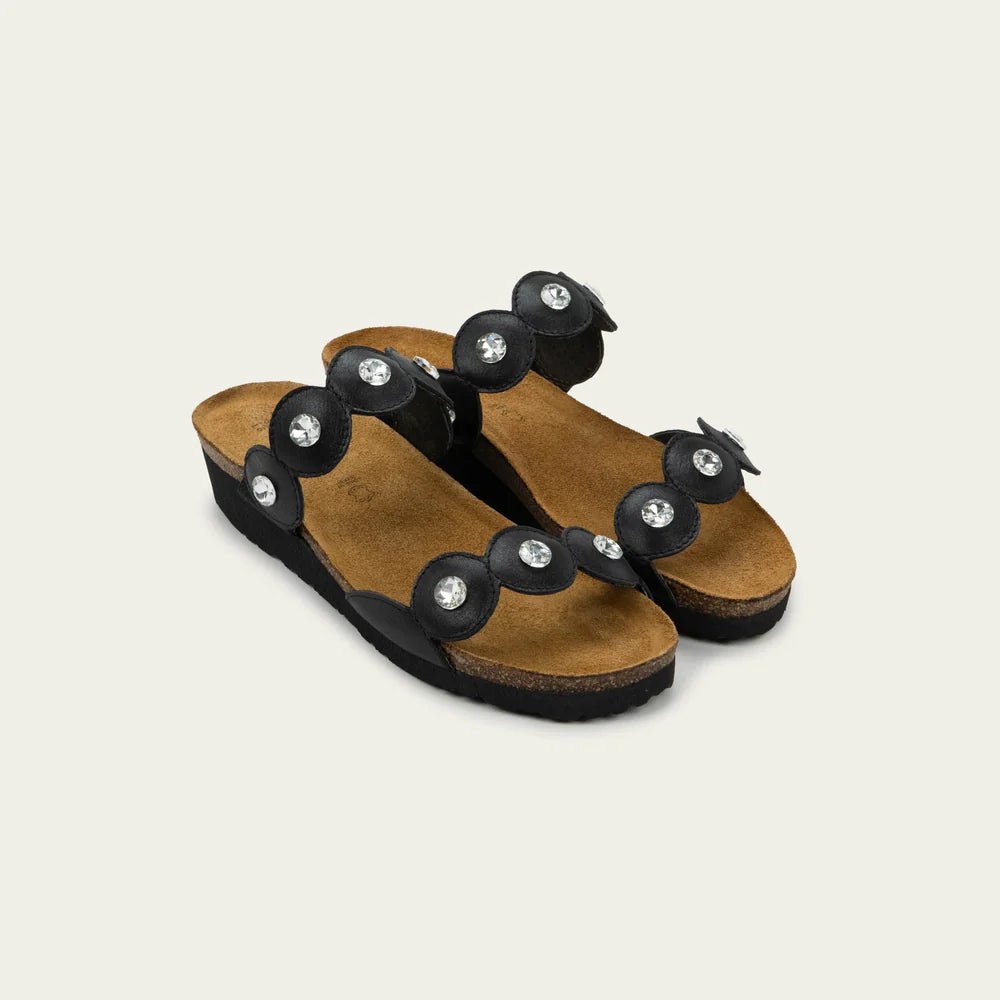 NAOT Hailey Sandal - Shiny Black Leather - Juli's Wearable Art