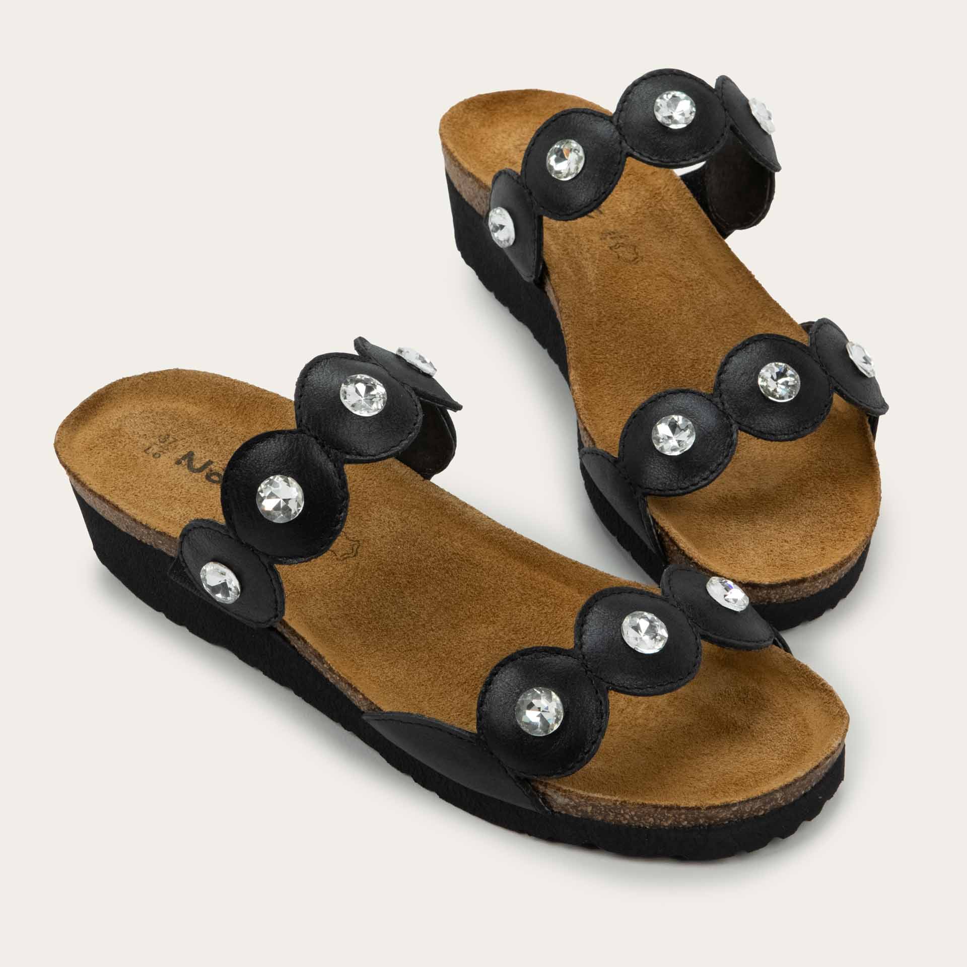 NAOT Hailey Sandal - Shiny Black Leather - Juli's Wearable Art
