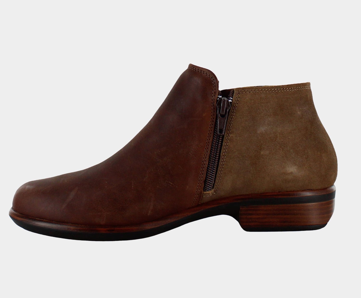 NAOT Helm - Cognac Leather/Brown Suede - Juli's Wearable Art