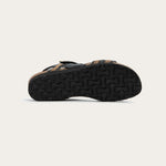 NAOT Kayla Sandals | Jet Black Leather & Raffia - Juli's Wearable Art