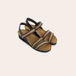 NAOT Kayla Sandals | Jet Black Leather & Raffia - Juli's Wearable Art