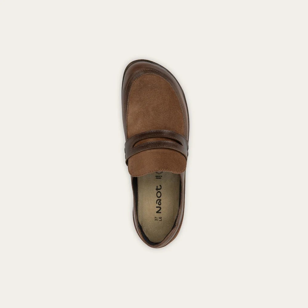 NAOT Kiso | Truffle Brown Leather + Brown Cedar Leather - Juli's Wearable Art