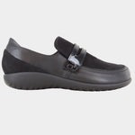 NAOT Kiso | Water Resistant Black Leather + Black Velvet Nubuck + Black Patent Leather - Juli's Wearable Art