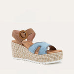 NAOT Majorca Sandals | Latte Brown Leather/Light Denim - Juli's Wearable Art