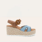 NAOT Majorca Sandals | Latte Brown Leather/Light Denim - Juli's Wearable Art