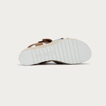 NAOT Majorca Sandals | Latte Brown Leather/Light Denim - Juli's Wearable Art