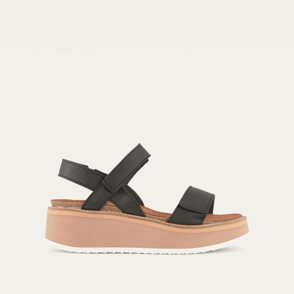 NAOT Meringue Platform Sandal | Black Leather - Juli's Wearable Art