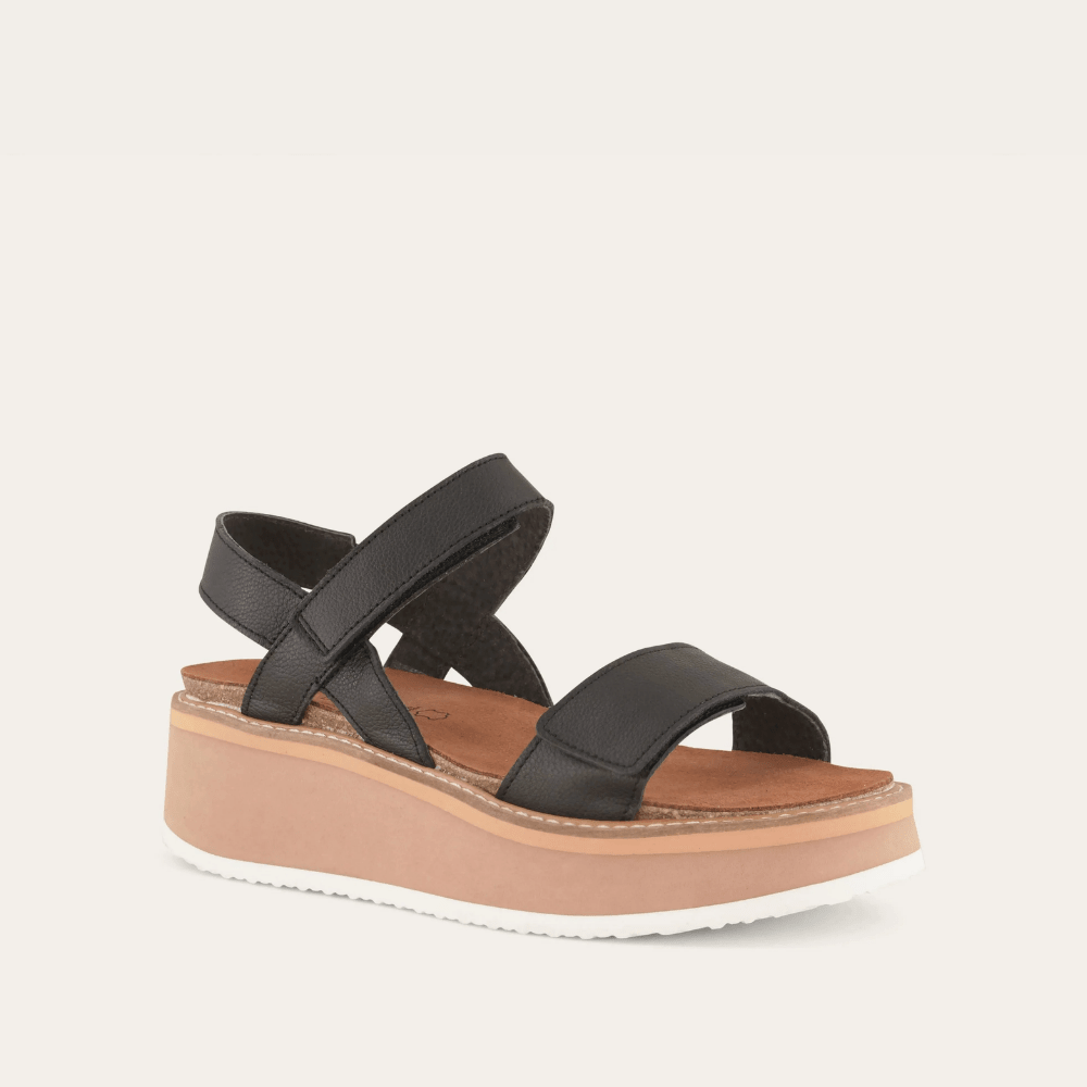 NAOT Meringue Platform Sandal | Black Leather - Juli's Wearable Art