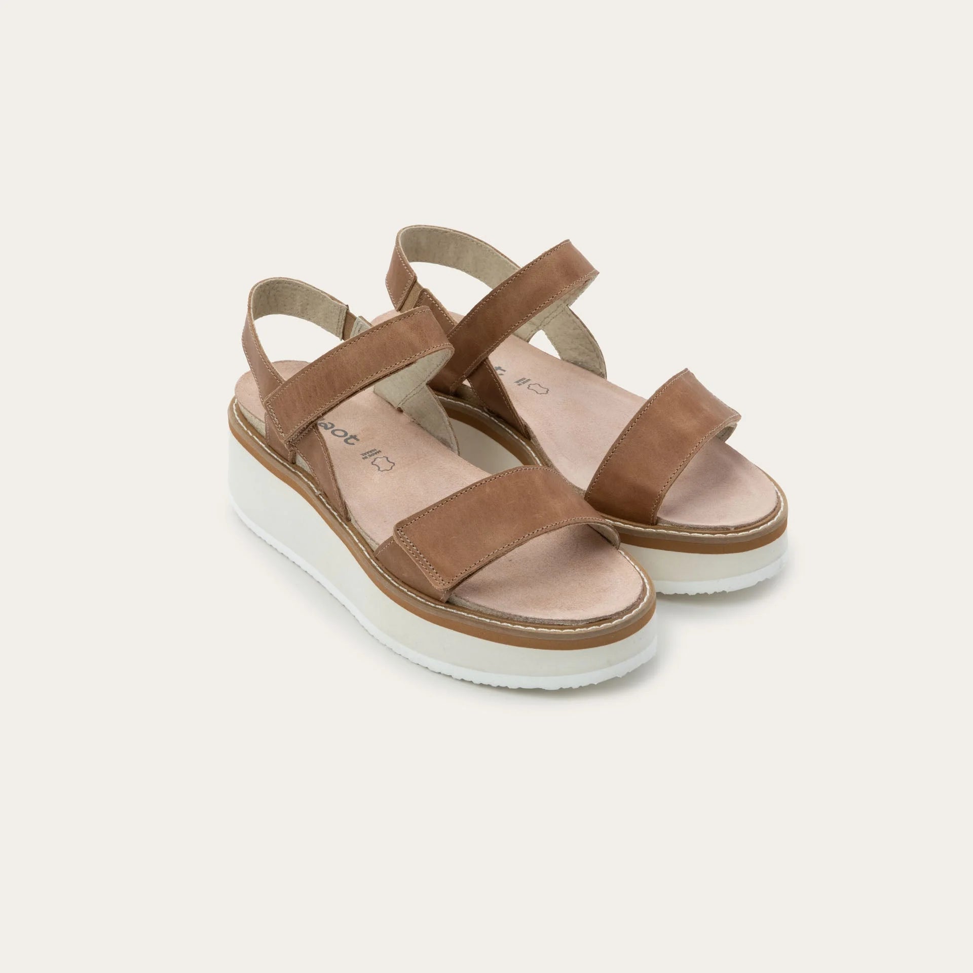 NAOT Meringue Sandal - Latte Brown Leather w/ Off White Sole - Juli's Wearable Art