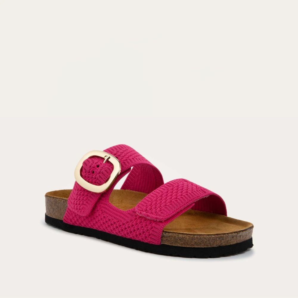NAOT Miami Sandals | Fuchsia Pink Knit Fabric - Juli's Wearable Art
