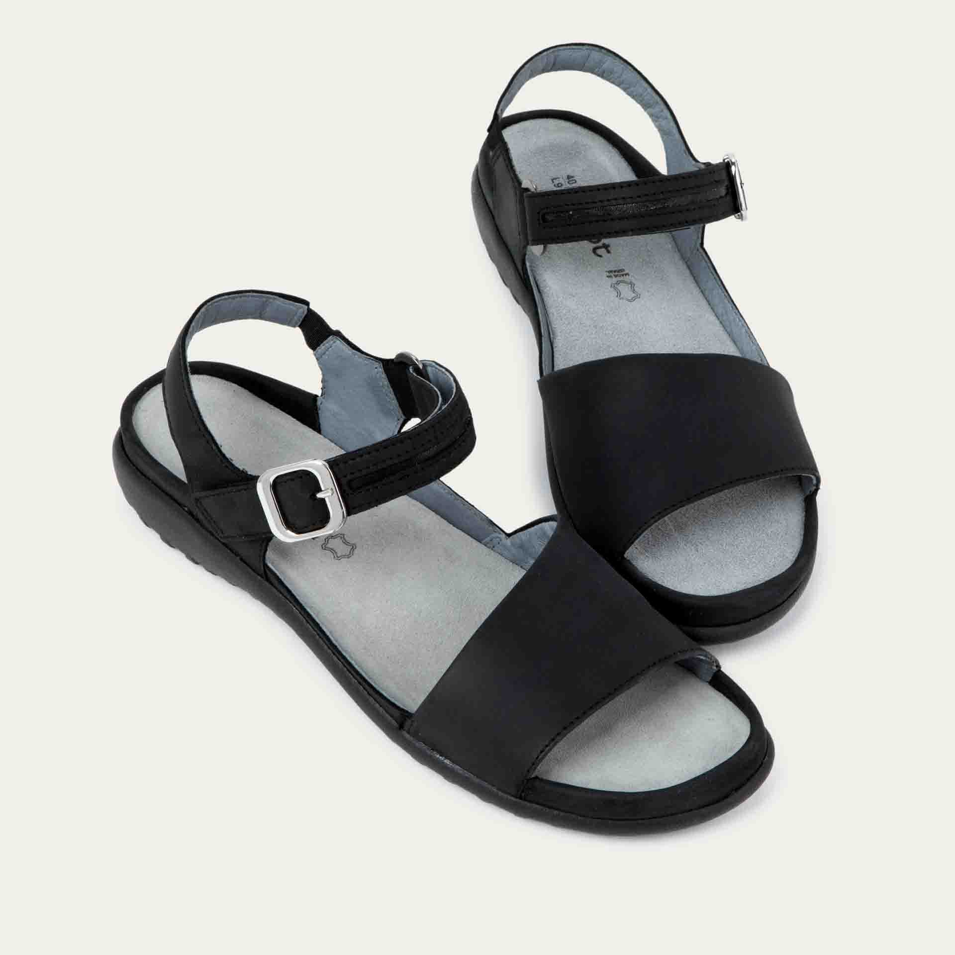 NAOT Nagoya Sandals | Ebony Nubuck & Black Leather - Juli's Wearable Art