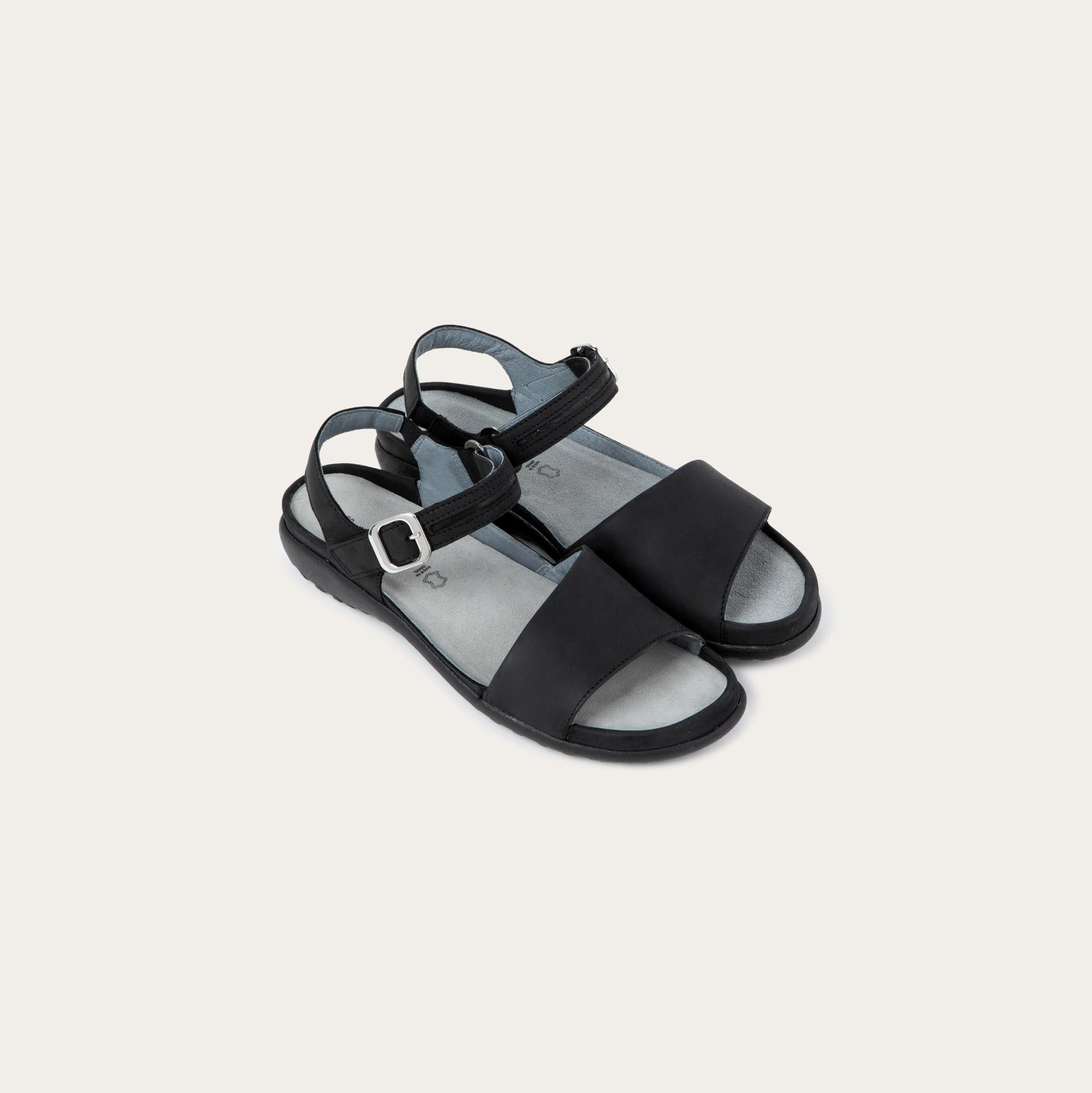 NAOT Nagoya Sandals | Ebony Nubuck & Black Leather - Juli's Wearable Art