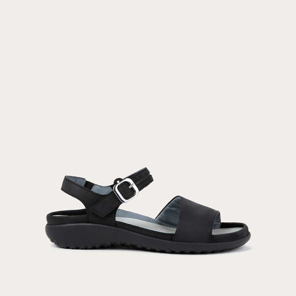 NAOT Nagoya Sandals | Ebony Nubuck & Black Leather - Juli's Wearable Art