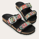 NAOT Nashville Sandal - Pink & White Tweed/Black Leather - Juli's Wearable Art
