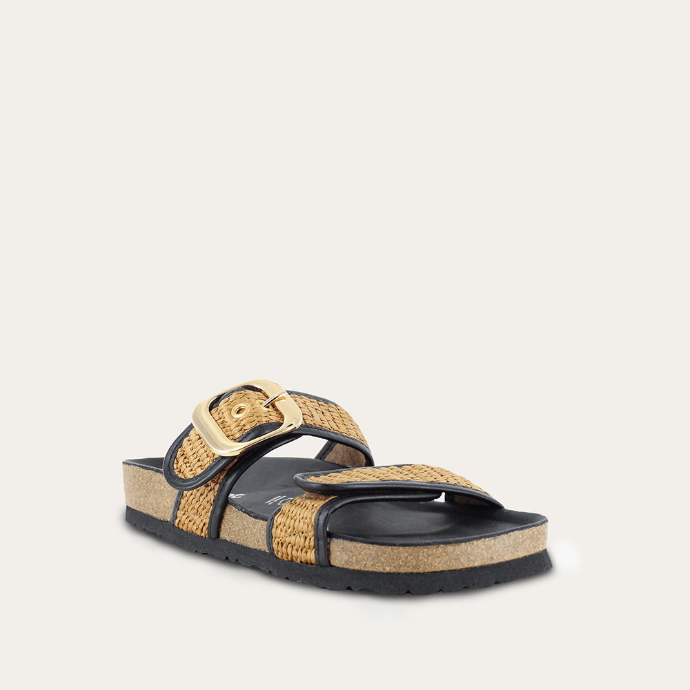 NAOT Nashville Sandals | Soft Black Leather & Raffia - Juli's Wearable Art