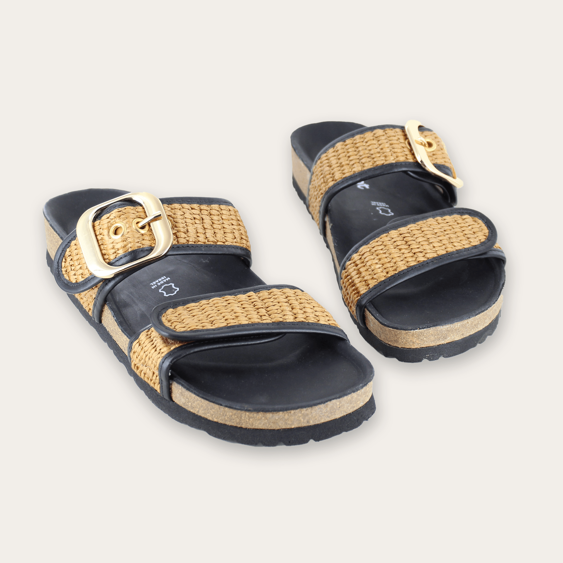 NAOT Nashville Sandals | Soft Black Leather & Raffia - Juli's Wearable Art