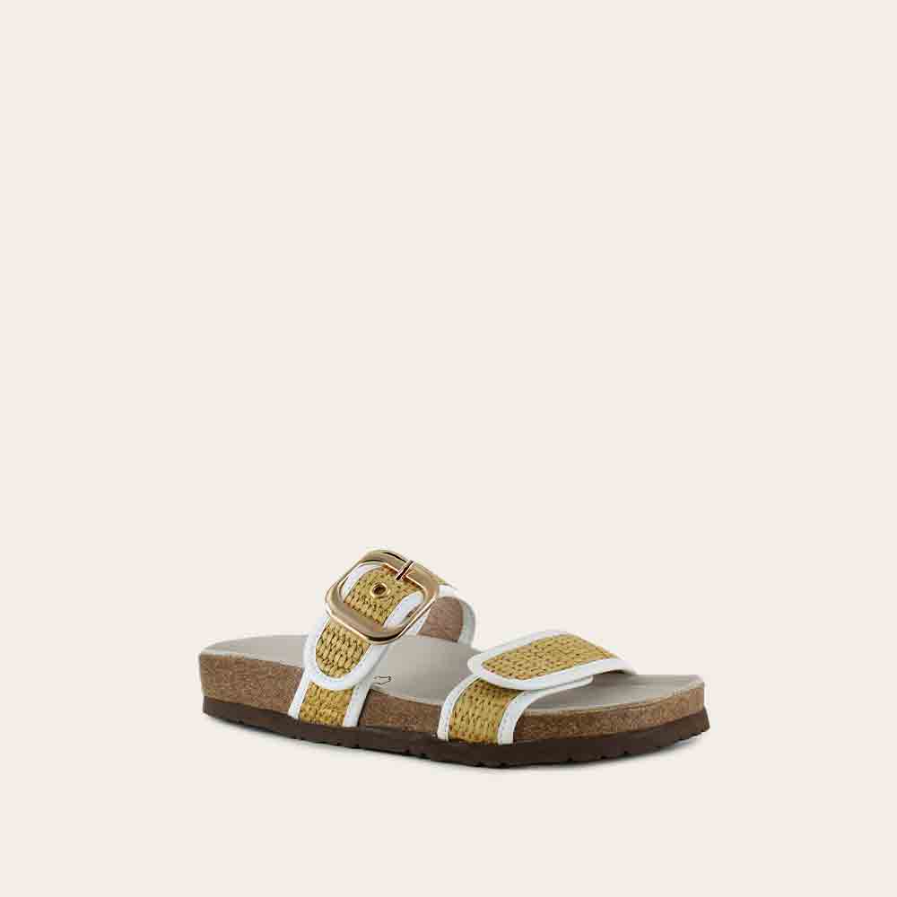 NAOT Nashville Sandals | Soft White Leather & Raffia - Juli's Wearable Art