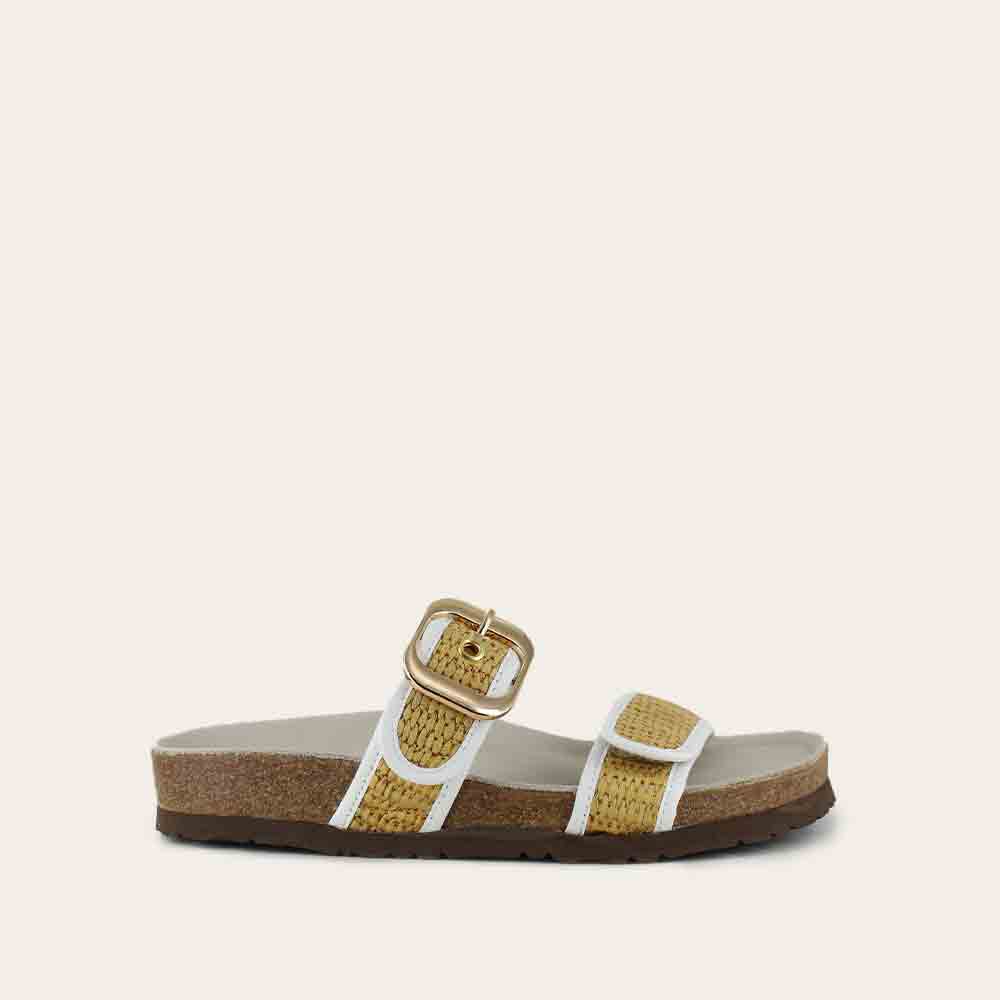 NAOT Nashville Sandals | Soft White Leather & Raffia - Juli's Wearable Art