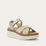 NAOT Pavlova Sandal - Radiant Gold Leather / Blonde Raffia - Juli's Wearable Art