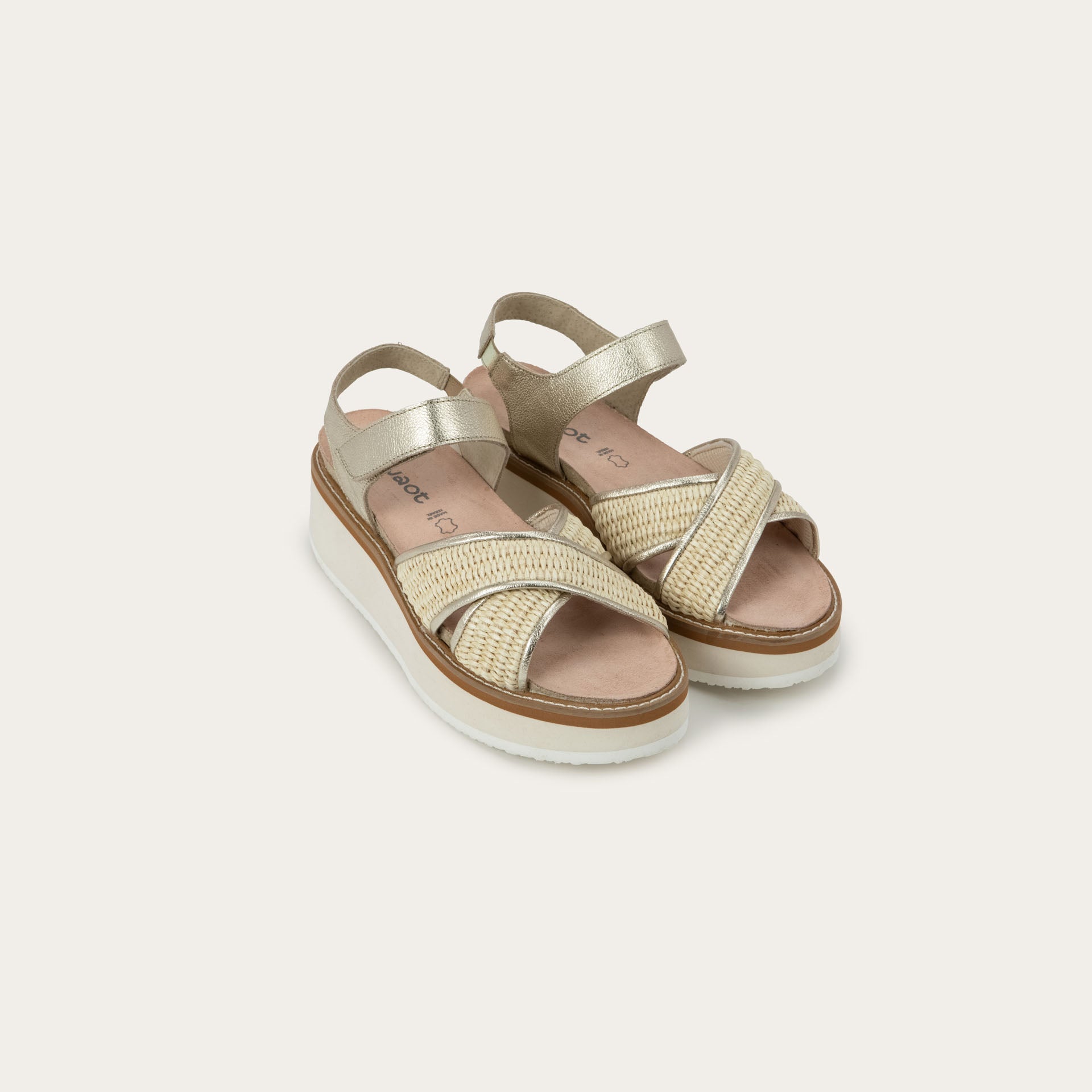 NAOT Pavlova Sandal - Radiant Gold Leather / Blonde Raffia - Juli's Wearable Art
